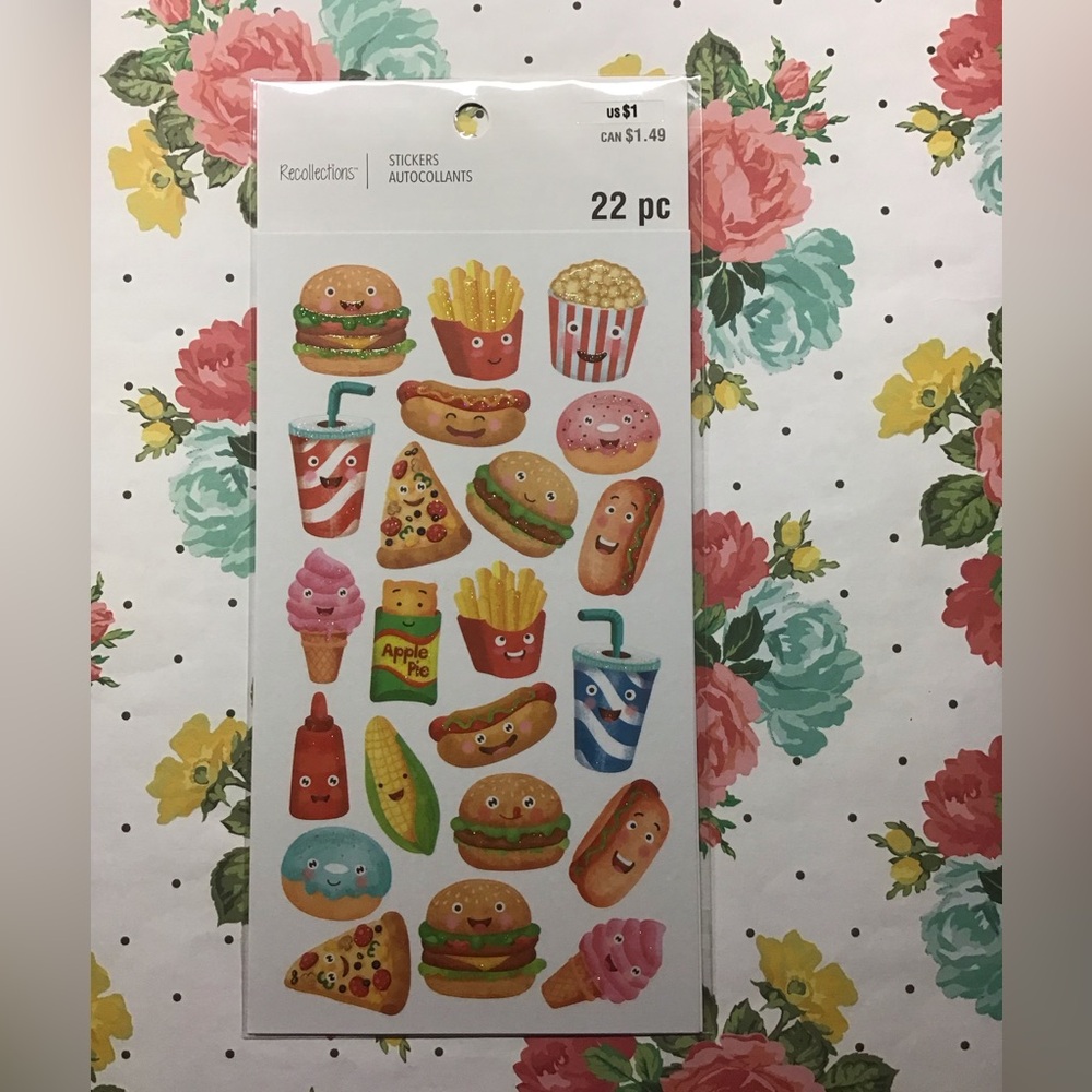 Recollections Food Themed Glitter Stickers Pack